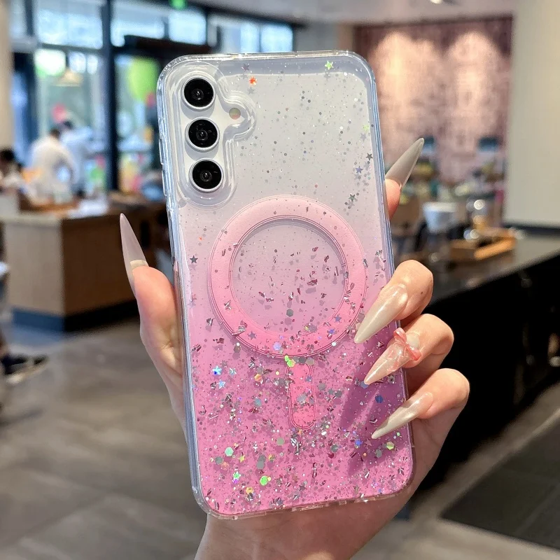 Capa Protetora Transparente Com Glitter (galaxy S23 Fe)