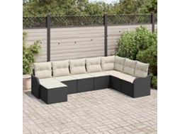Vidaxl Conjunto De Sofá De Jardim Com Almofada 8 Pcs Preto E Branco