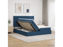 Vidaxl Cama Com Armazenamento Com Cabeceira Azul 180 X 200 Cm Tecido