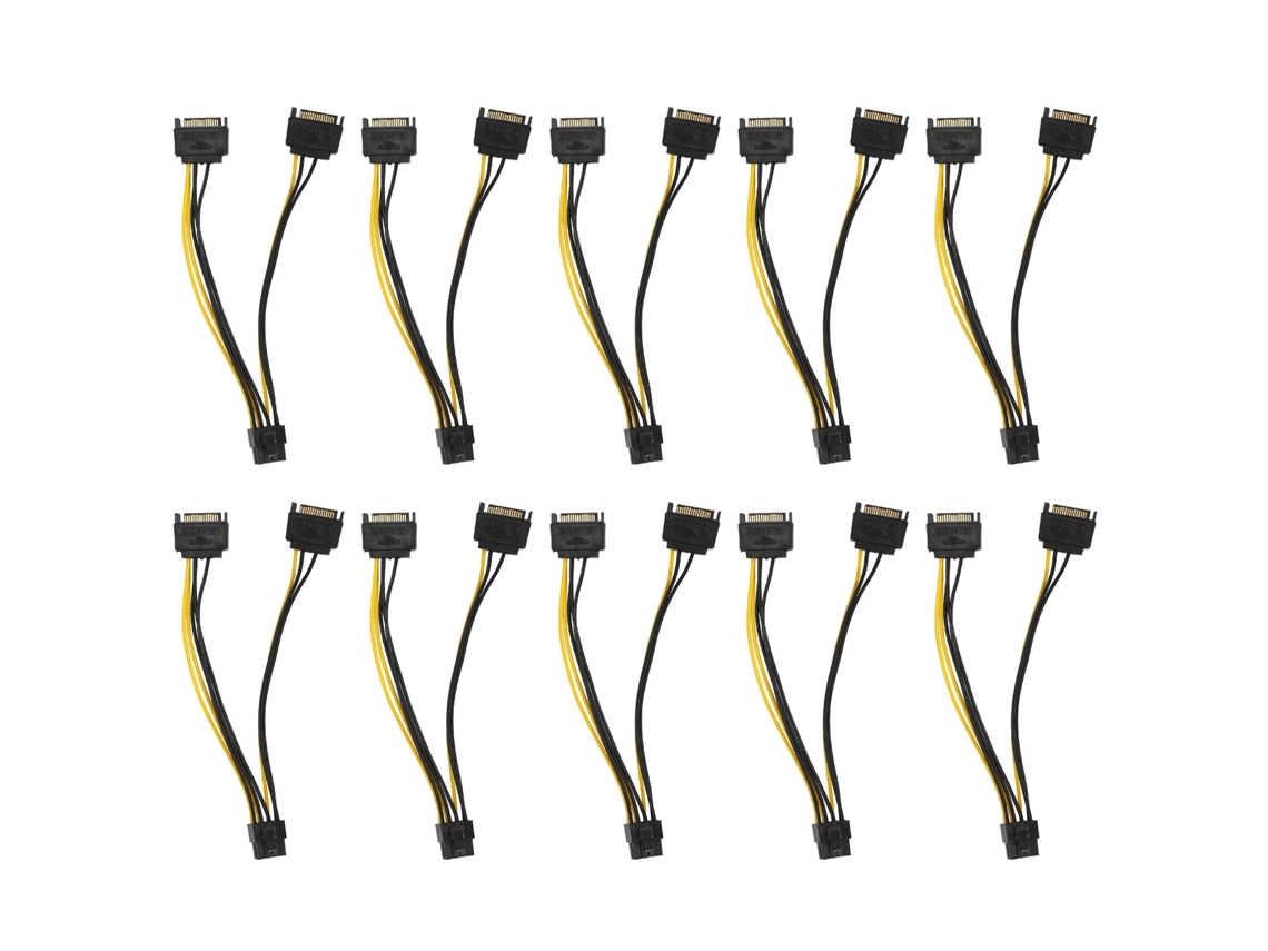 10pcs Cabo Sata Dual 15pin Para Placa Gráfica 6+2pin 8pin Extensão De Alimentação Para Notebook Desktop