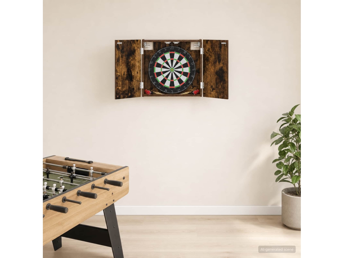 Vidaxl Armário Para Dartboard Carvalho Fumado 56 X 12 X 53,5 Cm