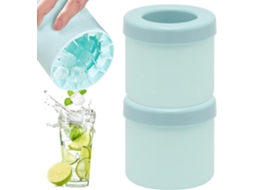Balde De Gelo Silicone, Formas Para Cubos, 2 Peças, Forma De Gelo Com Tampa, Formas Cilíndricas Para Gelo, Caixa Para Armazenamento De Gelo(azul)