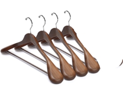 KOFIHETY Cabides De Madeira Luxo, Cabides Para Casacos, Camisas, Com Ombros Largos, Ganchos Giratórios 360° E Barra Antiderrapante Com Parafuso (4 Unidades)