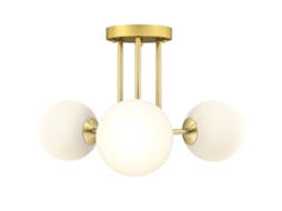 Luminária de Teto Led 25w, Luminária de Teto de 3 Luzes com Soquetes G9, Abajur Globo, 42 X 42 X 26,5 Cm, Dourada Ge