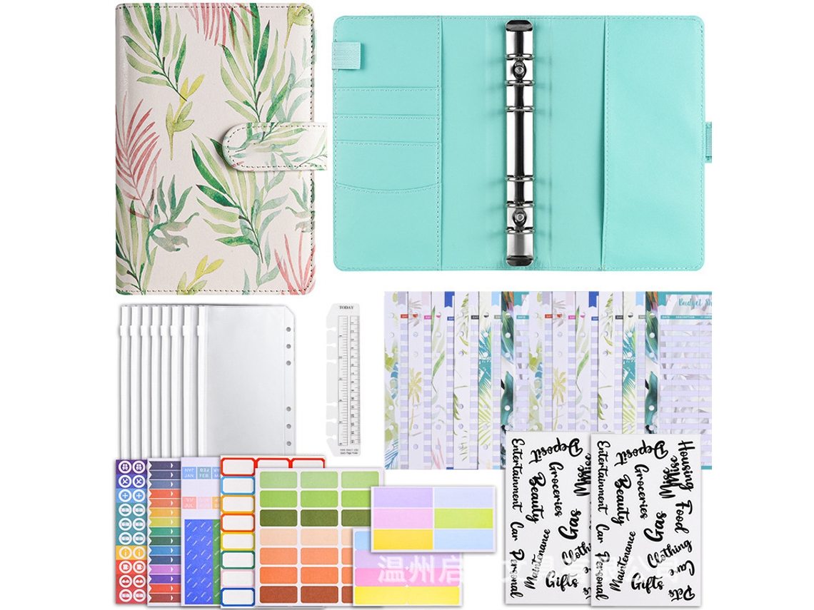 A6 Macaron Pu Leather Loose Leaf Cash Budget Notebook, Financial Accounting Journal, Staghorn Fern Luxury Gift Set With