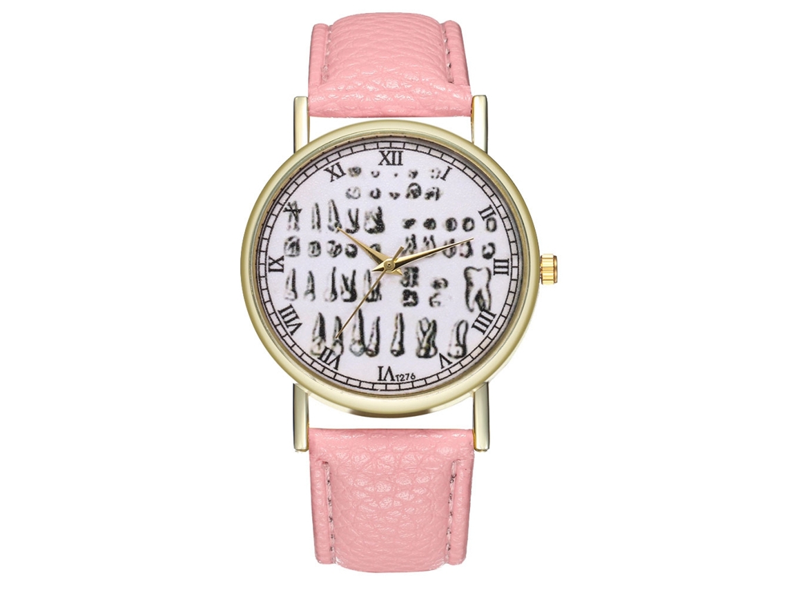 Reloj Casual De Moda Unisex Con Cuerda De Cuero Y Movimiento De Cuarzo (rosa)