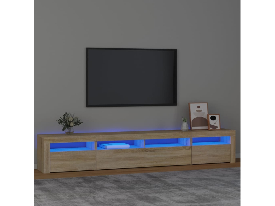 Vidaxl Móvel De Tv Com Luzes Led 240x35x40 Cm Carvalho Sonoma