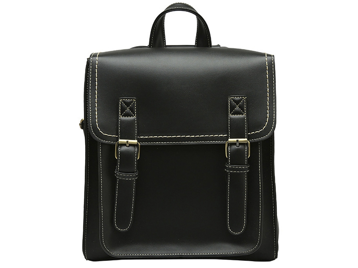 Bolsa Mochila Feminina de Couro Mochila Mochila Feminina de Couro Pu Vintage para Mochila Universitária Preta