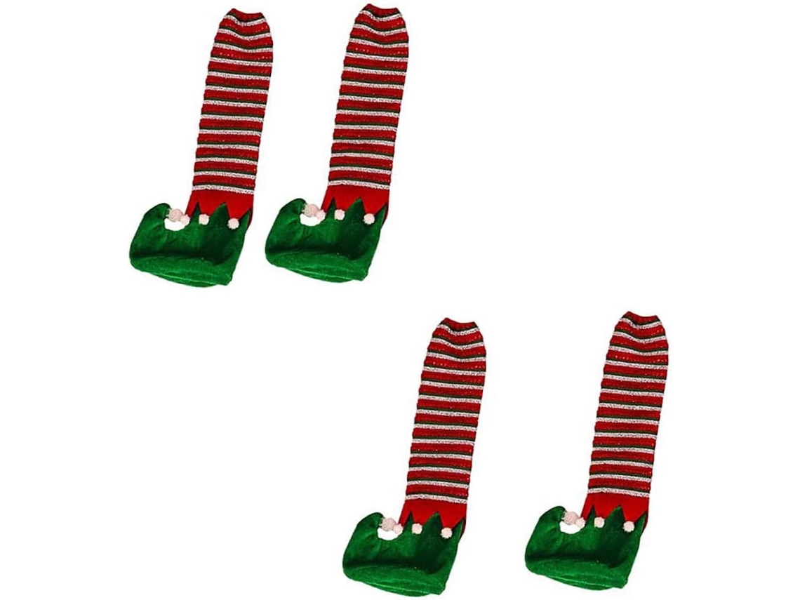 Protetores De Pés Mesa Com Elfo Listrado Natal Sewacc Para Cadeiras Jantar Artigos