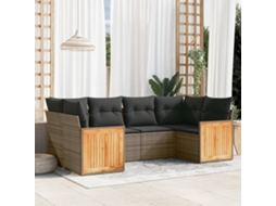 Vidaxl 6 Pcs Conjunto Sofás De Jardim Com Almofadões Vime Cinzento
