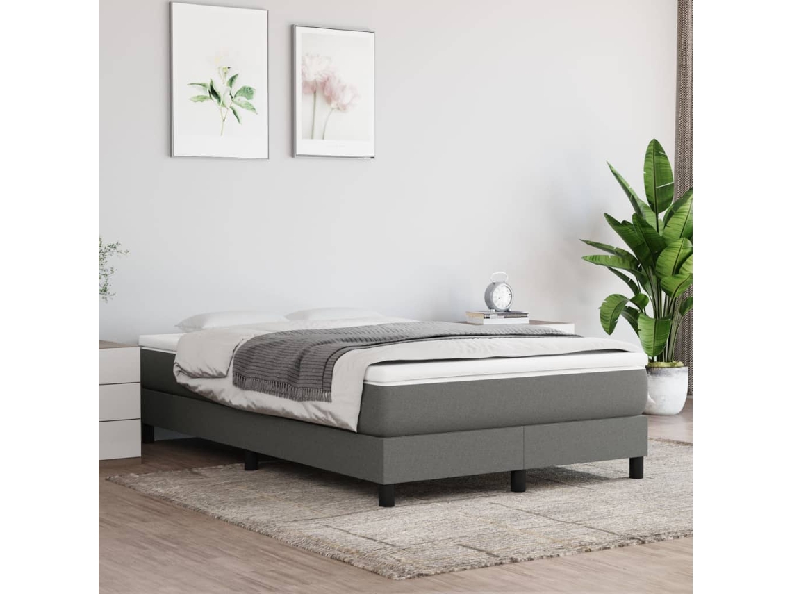 Vidaxl Estrutura De Cama Com Molas 120x200 Cm Tecido Cinzento-escuro