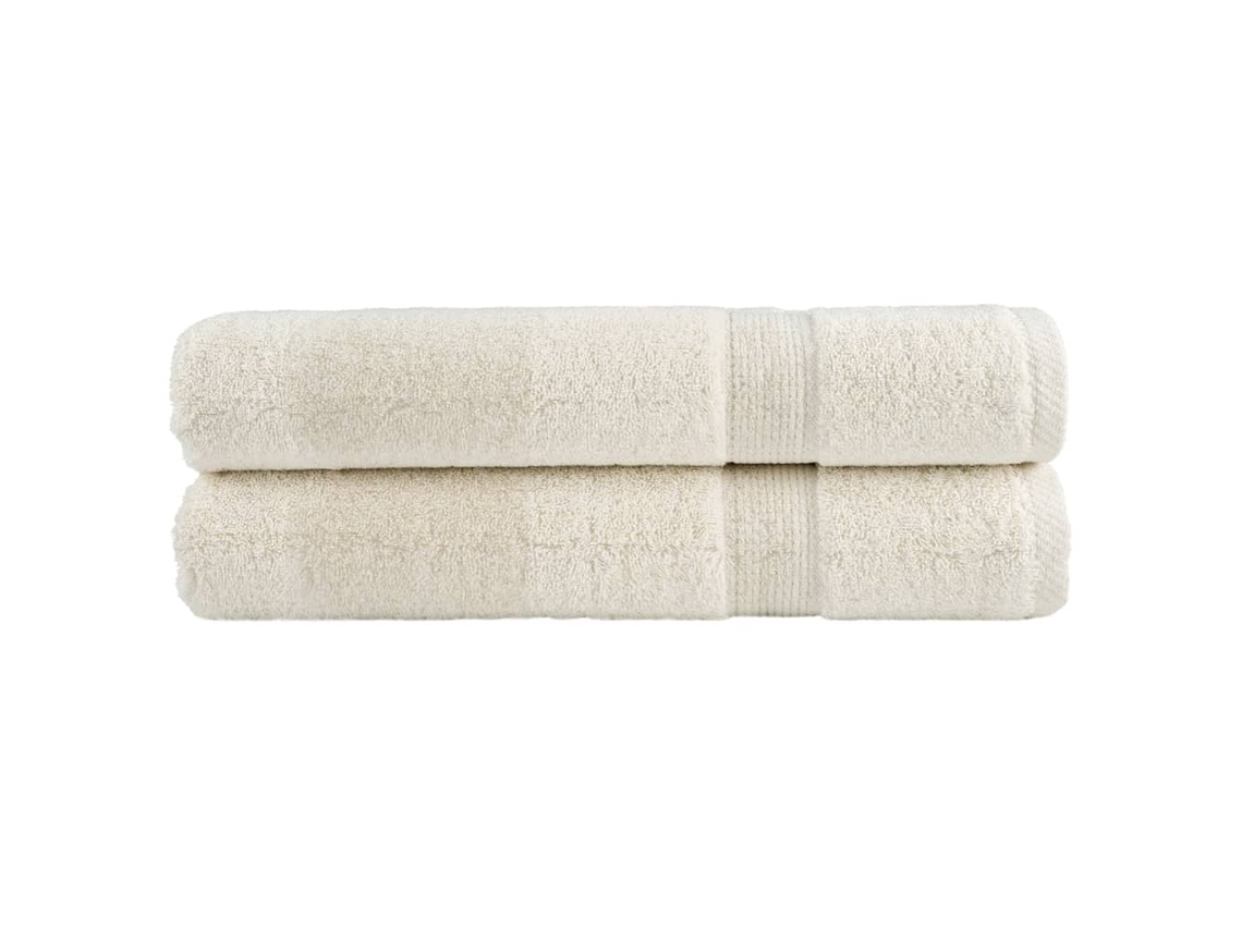 Conjunto 2 Toalhas premium VIDAXL 600 gsm algodão creme (100x200 cm)