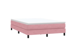 Vidaxl Box Cama De Primavera Sem Colchão Rosa 140x210 Cm Veludo