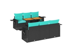 Conjunto de 7 Sofás para Jardim com Almofadões Vime Pe Preto MAISON EXCLUSIVE (7 pcs)