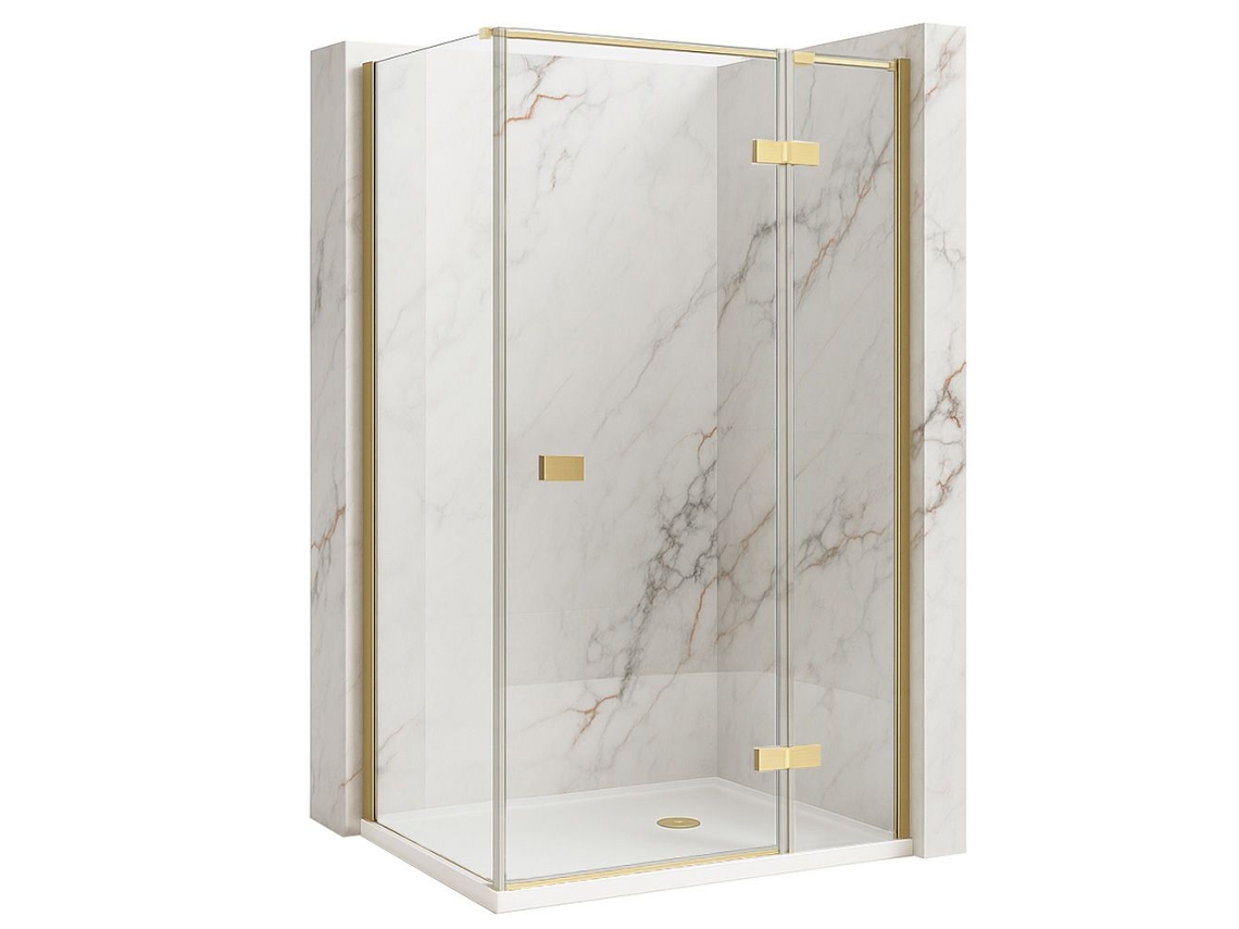 Cabine de Duche Rea Atlas Brush Gold 90x80 Esquerda