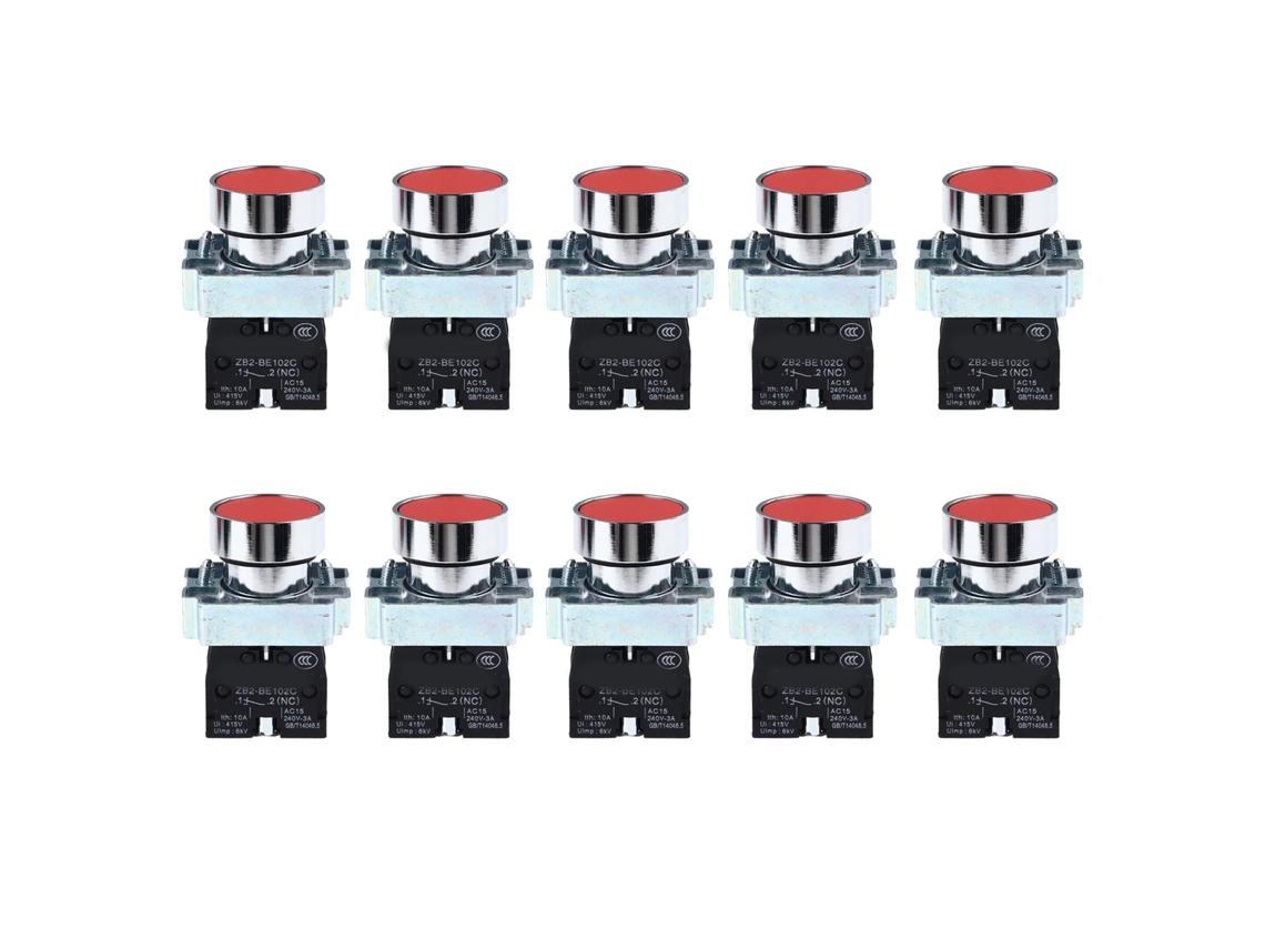 10 Botões De Pressão Auto-reset 22mm Chave De Botão Ac240v M3.5 Parafuso