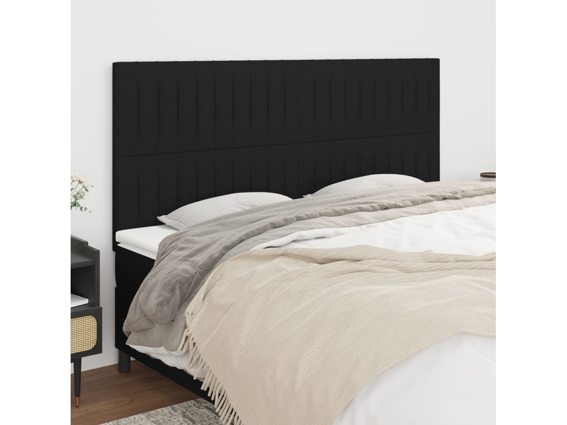 Vidaxl Cabeceira Preta 160x5x118/128 Cm Tecido
