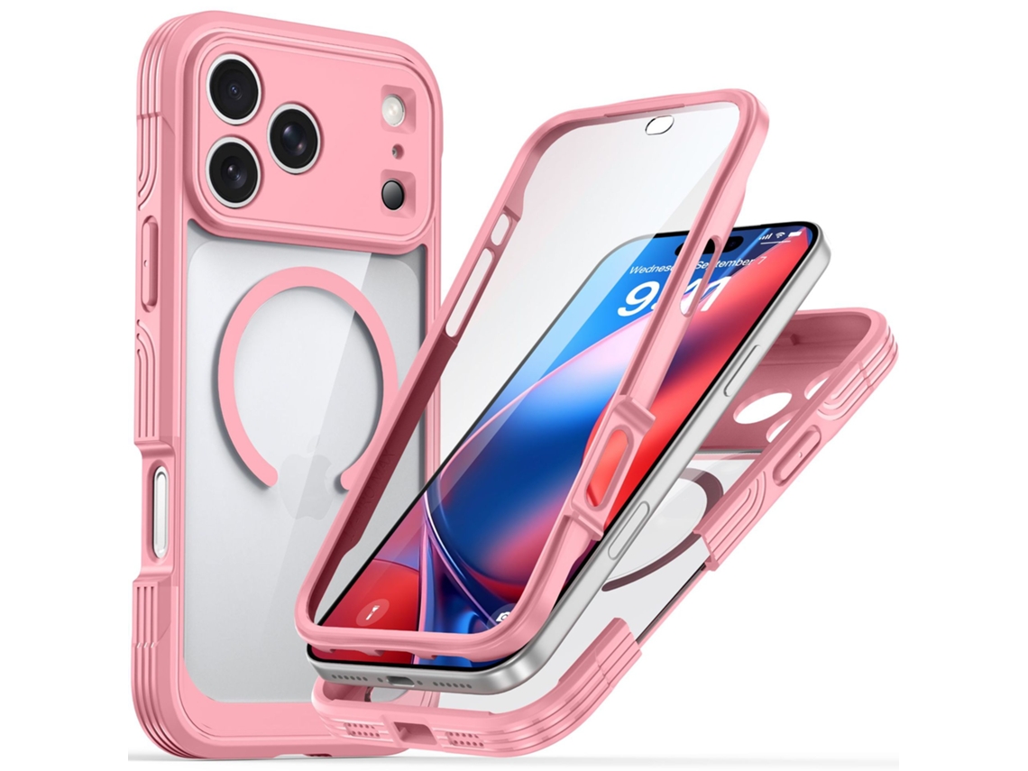 Capa Magnético Para Iphone 18 Pro Maxcompatível Com Magsafe, Com Protetor De Ecrã, Proteção Da Câmara Rosa Hibbent