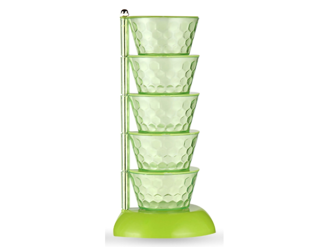 Caixa de têmpera giratória de plástico 360° com 5 camadas e pratos para culinária ecológica.