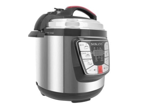 Panela De Pressão 6l Em Inox Multifuncional Com Sistema De Segurança Preto / Prateado Sokany
