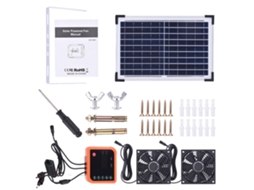 Exaustor para casa de animais de estimação alimentado por energia solar (conjunto de dois ventiladores, recarregável)