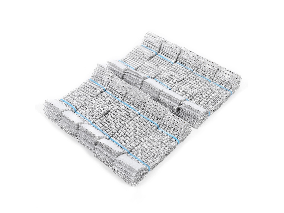 100pcs Anéis de Guardanapo de Malha de Diamante 8 Fileiras para Casamento Natal Cadeira Sash Prata | S/MARCA