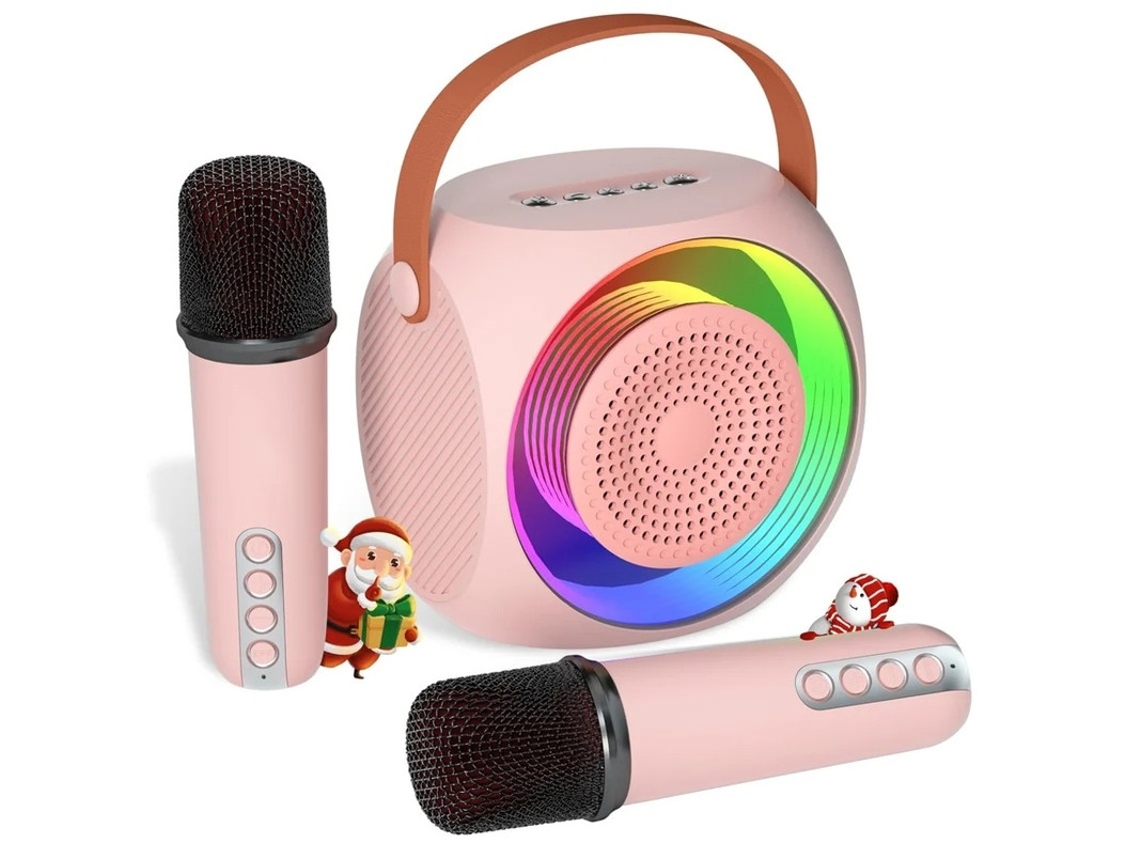 Máquina De Karaokê Para Crianças Alto Falante Bluetooth Com 2 Microfones Sem Fio E Luzes Led Presentes De Aniversário Para Meninas De 4 5 Yizhood