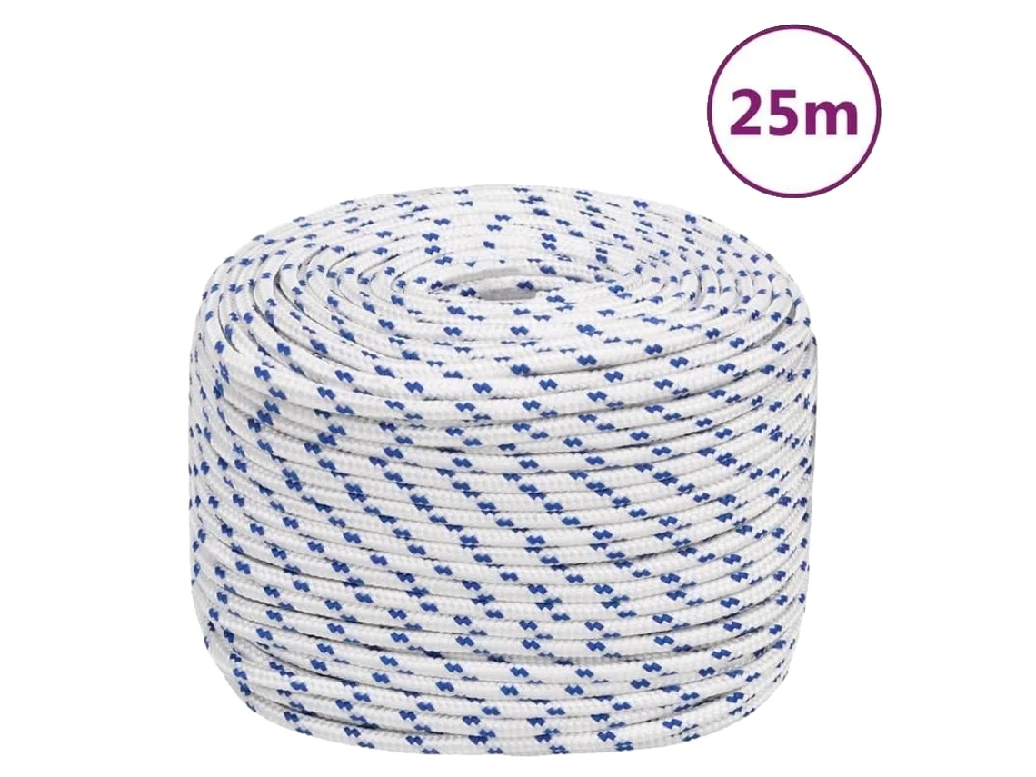 Corda Sintética, 6mm De Diâmetro, 25m De Comprimento, Branco