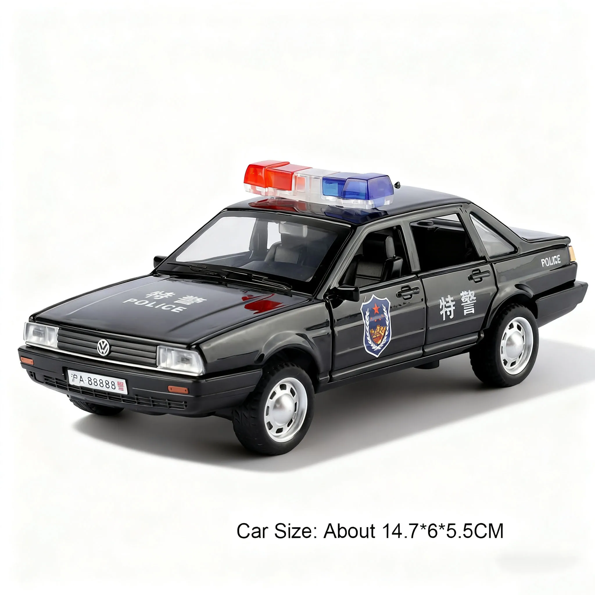 (santana Black) 1:32 - Miniatura De Carro - Funções De Som E Luz, Portas Que Abrem