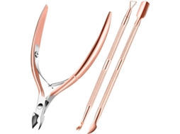 Kit de Ferramentas de Manicure e Pedicure com Alicate, Puxador e Removedor de Cutículas (ouro Rosa)