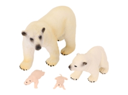 Mali 4 Peças Estátua Urso Polar Ciclo Crescimento Figura Animal Selvagem Pvc Decorativa