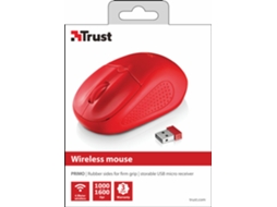 Rato TRUST Primo (Wireless - Vermelho) — Ótico | Sem Fios