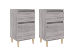 Bedside Cabinet, Bedside Cabinets Vidaxl Cinzeto Madeira Processada (n/a)