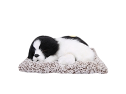 Cachorro de pelúcia Ats, réplica de cachorrinho com decoração em carvão de bambu, brinquedo de animal com voz, preto e branco.