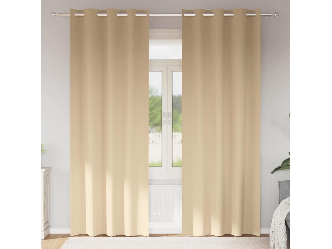 Vidaxl Cortinas Blackout Com Argolas 2 Unid. Creme 260 X 140 Cm