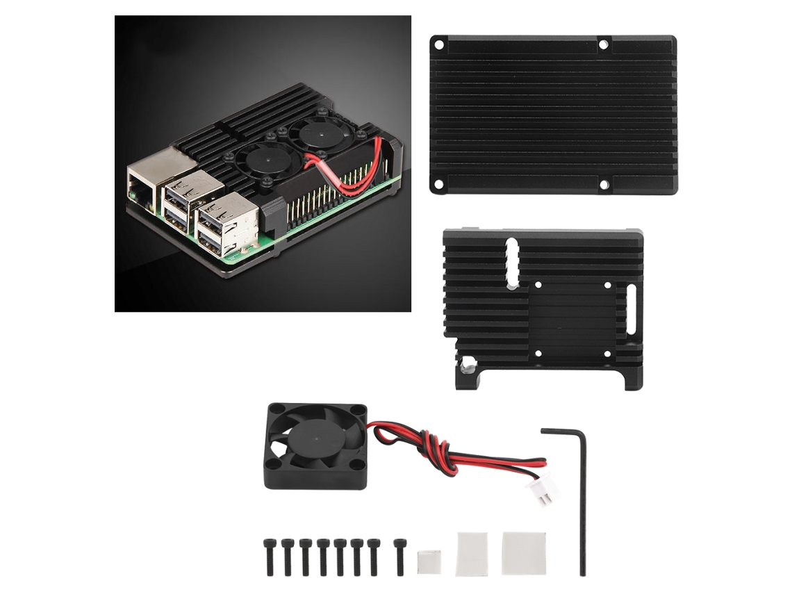 Laxiscreed Carcaça De Alumínio Para Refrigeração Com Ventoinha Compatível Com Raspberry Pi 4 Model B