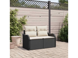 Vidaxl Sofá De Jardim Com Almofada Preto 121 X 62 X 69cm Vime Pe