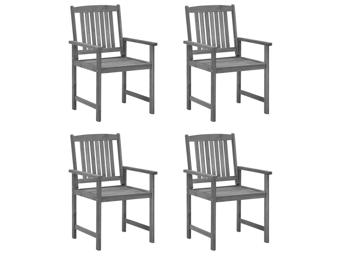 Maison Exclusive - Cadeiras De Jardim Com Almofadões 4 Pcs Acácia Maciça Cinza