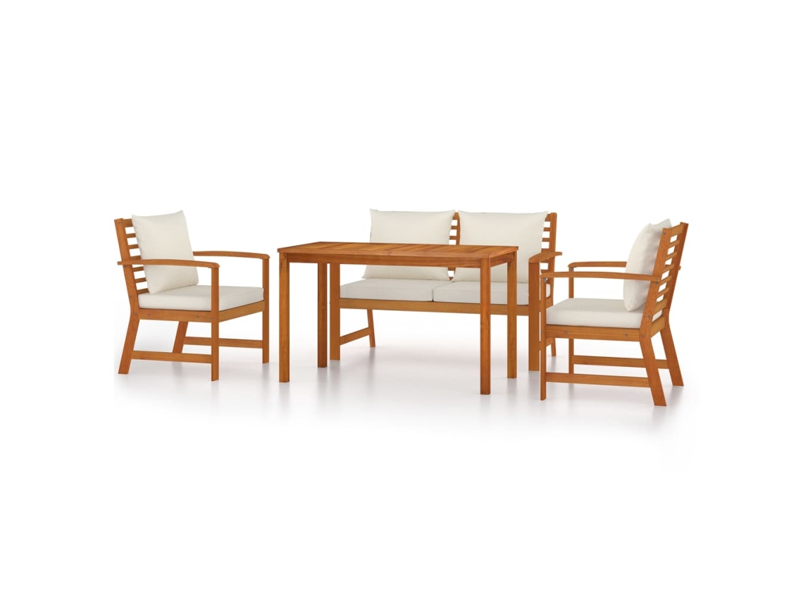Maison Exclusive - 4 Pcs Conj. Jantar Jardim C/ Almofadões Madeira Acácia Maciça