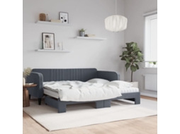Vidaxl Sofá cama C/ Gavetão e Colchões 90x190cm Veludo Cinzento escuro