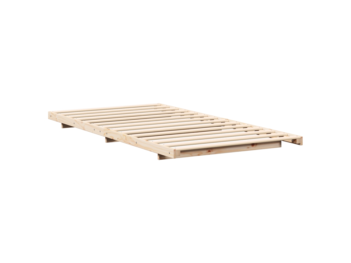 Conjunto 1 Estrutura Da Cama Vidaxl Castanho Madeira De Pinho Maciça (90 X 210 Cm)