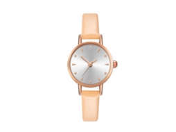 Relógio de Pulso Casal de Quartzo com Pulseira Pu Estilo Simples e Elegante Branco Bege
