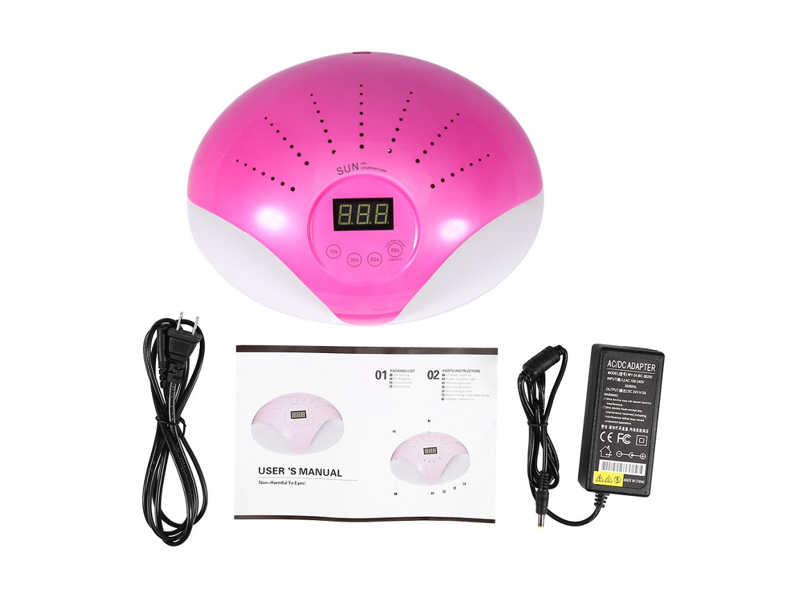 Lâmpada Uvled Para Unhas Sun 669 Secador De Esmalte Gel Com Sensor Inteligente Rosa Vermelho