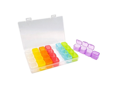 Caixa De Armazenamento Para Pintura Com Diamantes 28 Compartimentos Cores 17,5 Cm Megacrea Diy