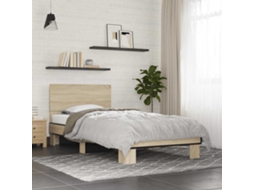 Vidaxl Estrutura De Cama Derivados De Madeira E Metal Carvalho Sonoma