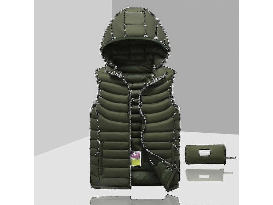 Jaqueta Sem Mangas Masculina com Capuz Removível XL Verde Exército 2023