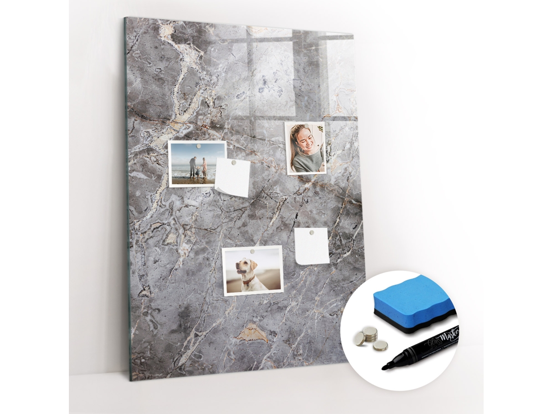 Quadro Magnético Decorativo Mármore Escuro Para A Sala De Estar Espelharte (70x100 Cm)