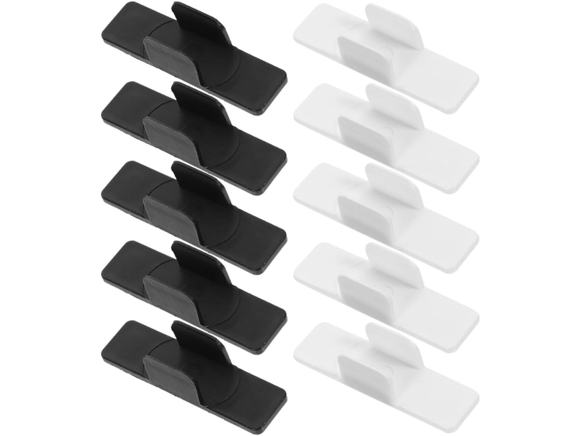Conjunto de 10 suportes para canetinhas em ABS branco quadrado, compactos e práticos para salas de reunião ou mesas.