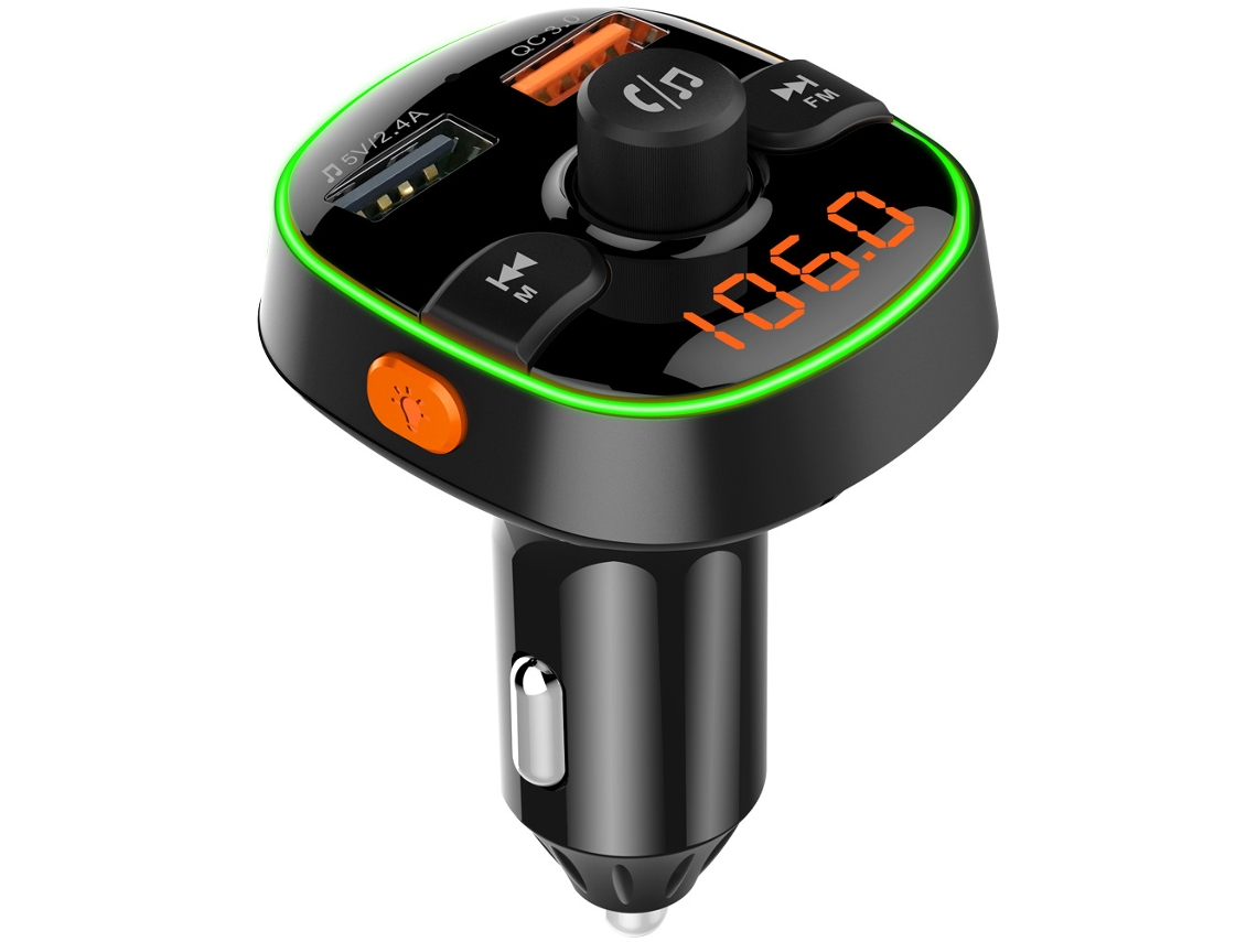 Bluetooth 5.0 Car Kit Handsfree Stereo Audio Car Mp3 Music Player Qc3.0 Quick Charge Usb Car Charger Transmitter Fm Black*