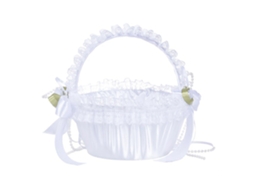 Cesto De Florzinha De Casamento Grande Com Renda Decorada Elegante